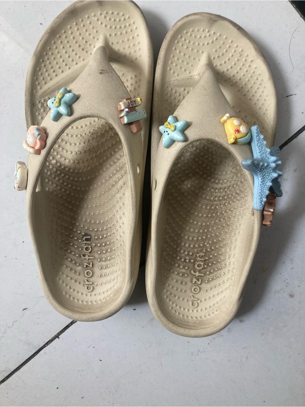 CROCS Kids Beige Slip-On Sandals with Colorful Charms